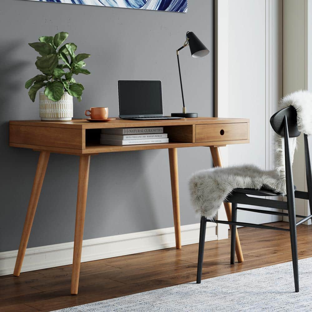 Writing Desk for Home Office Small Desk With Drawer Oak Mid-century Modern  Desk Office Desk WASHPARK OAK DESK 