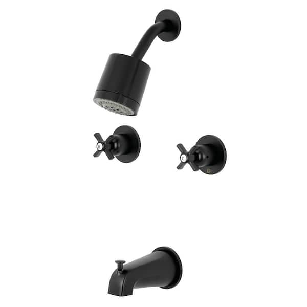 Kingston Brass Millennium 2-Handle 2-Spray Tub and Shower Faucet in Matte Black (Valve Included)