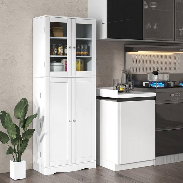 Costway 42 in. Cream White Kitchen Storage Cabinet Sideboard