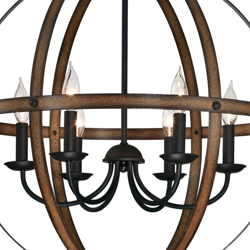 Stella Mira 24" Bronze Orb Chandelier with Candle Lights
