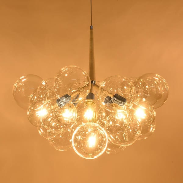Y'INSP 6-Light White Modern Unique Glass Bubble Chandelier