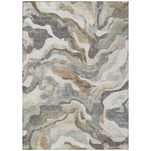 Chantille Machine Washable Indoor/Outdoor Abstract ACN2162 Khaki 9 ft. x 12 ft. Area Rug