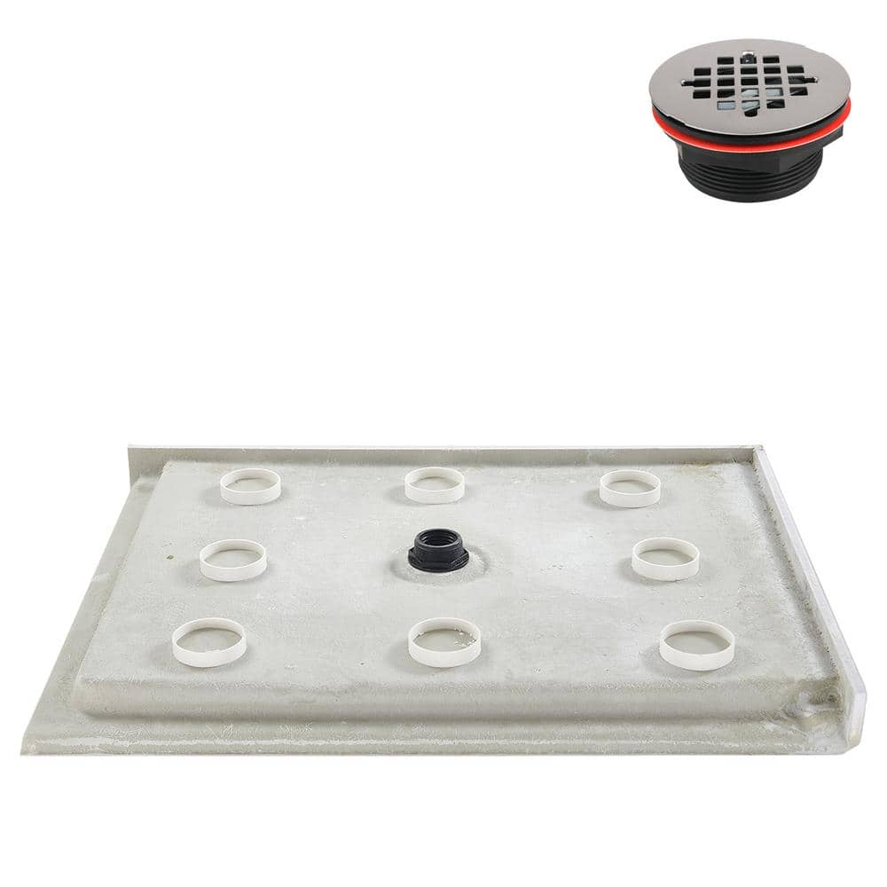 48'' Glossy White Rectangular Acrylic Shower Base with Center Drain