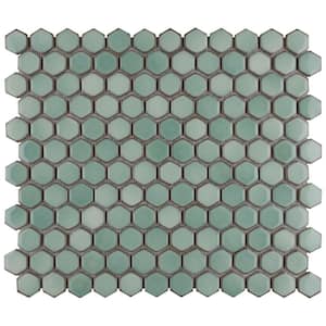 Hudson 1 in. Hex Mint Green 6 in. x 6 in. Porcelain Mosaic Take Home Tile Sample