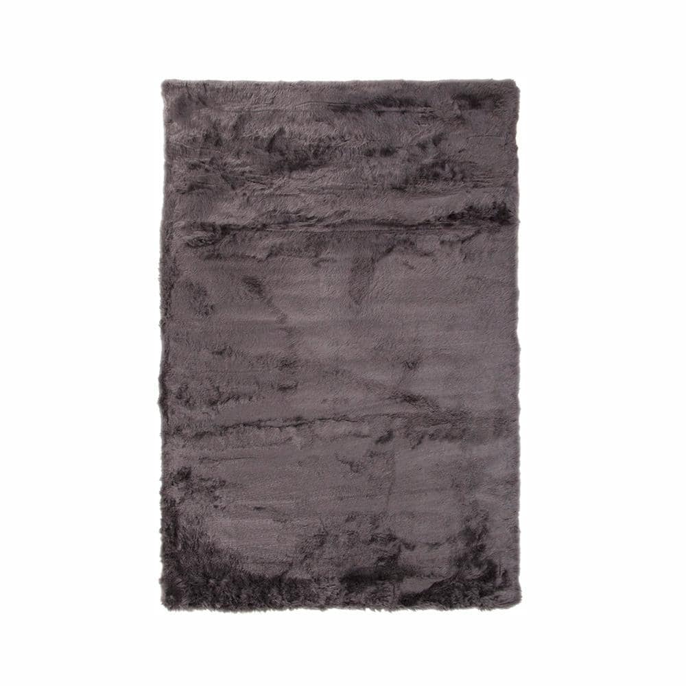 Mink Charcoal 8 ft. x 11 ft. Faux Fur Area Rug 28078x10 The Home Depot
