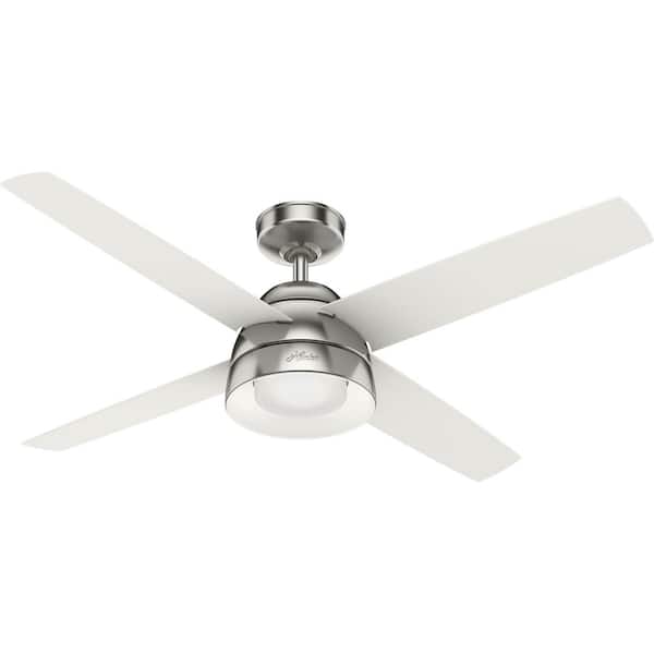 Hunter Vicenza 52 in. Integrated LED Indoor Brushed Nickel Ceiling Fan with Light Kit and Wall Control