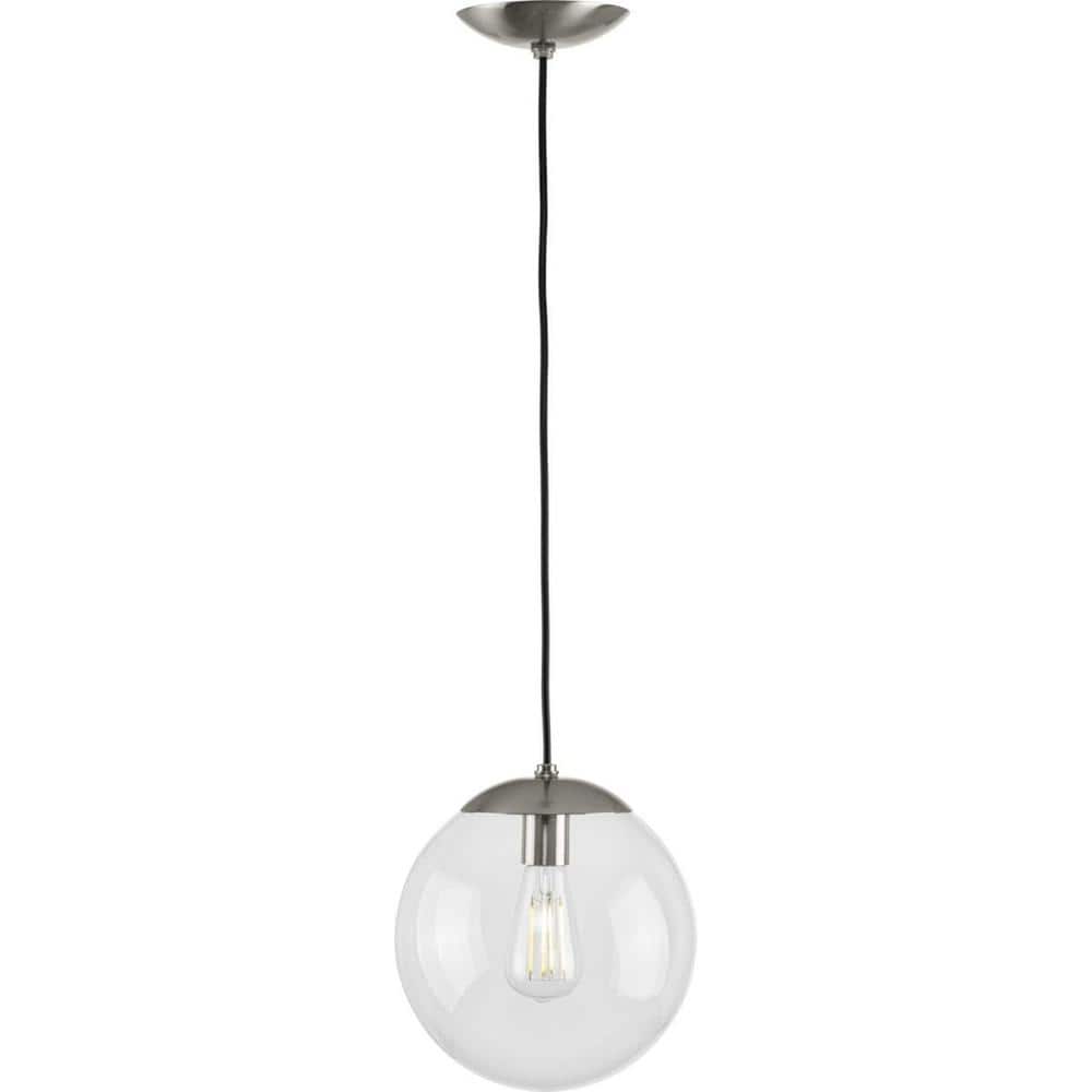 Brushed Nickel 10" Globe Pendant Light with Clear Glass Shade