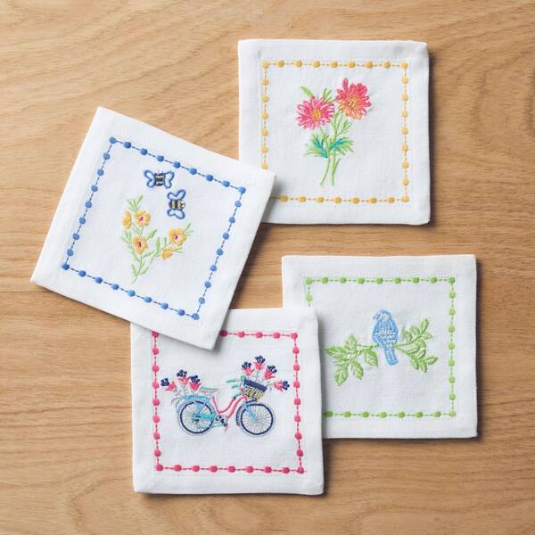 Company Cotton Arienna Embroidered Multi 5 in. x 5 in. Cocktail Napkin (Set of 4)