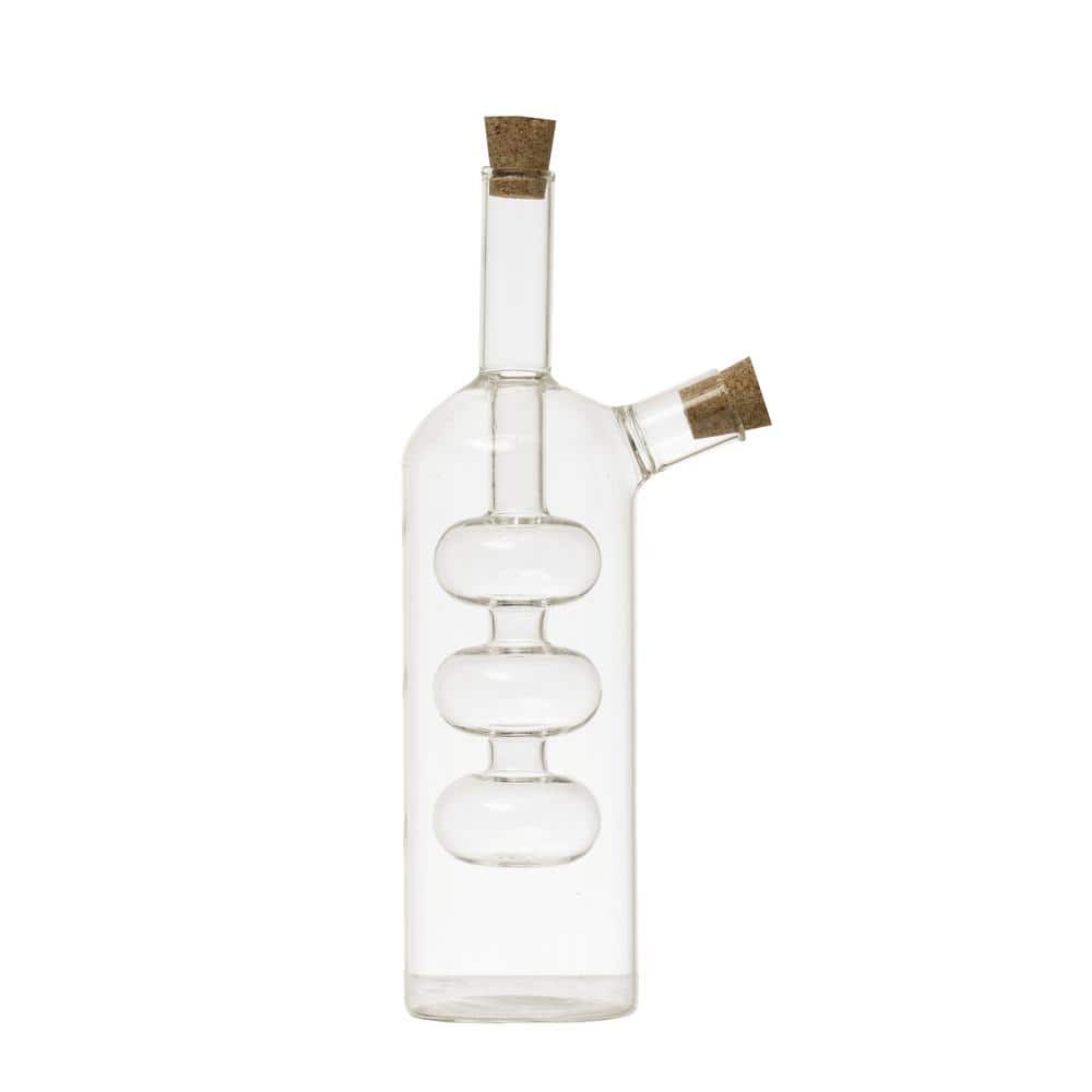 Storied Home 8 Oz. and 4 Oz. Clear Hand-Blown Glass Oil and Vinegar Cruet DF3231 - The Home Depot