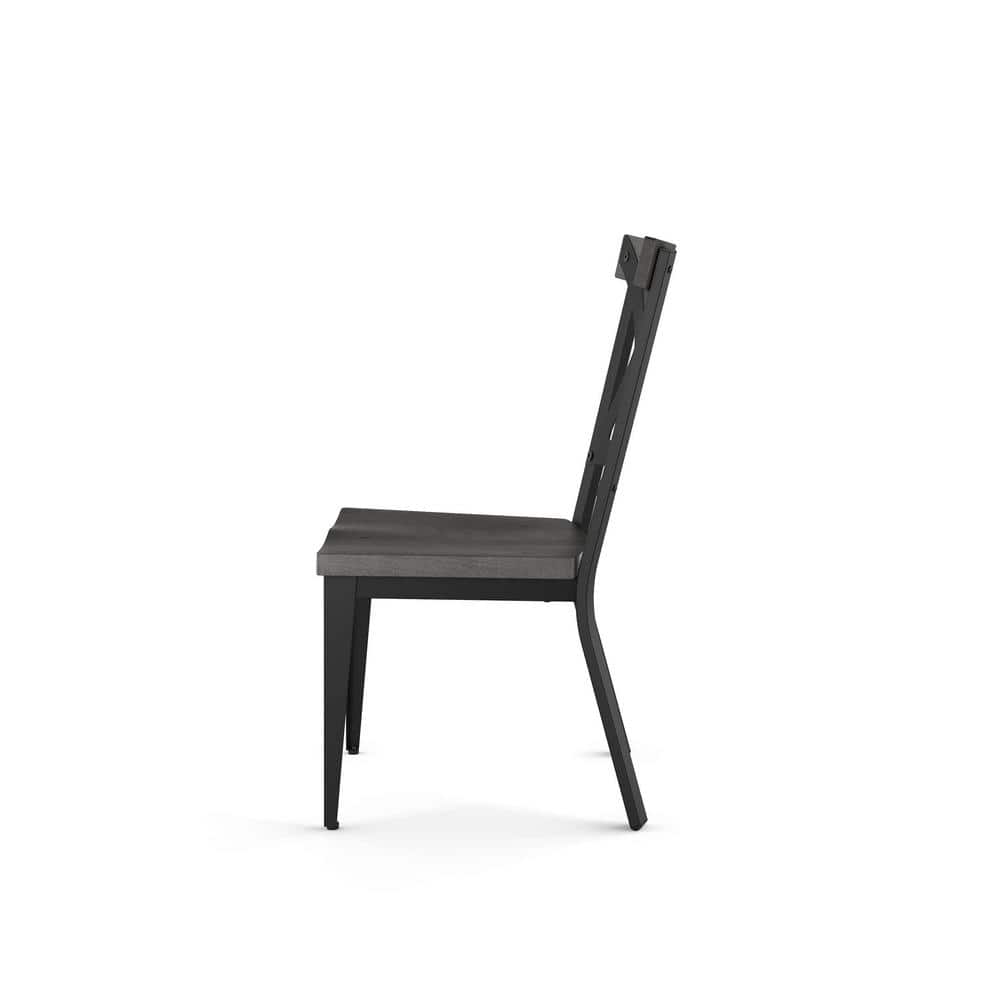 Gray Metal Cross Back High Dining Chair