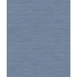 Ashleigh Blue Linen Texture Ivory Wallpaper Sample