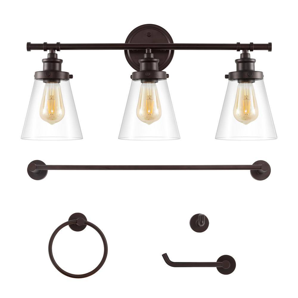 Hollis 23.75" Oil Rubbed Bronze 3-Light Farmhouse Vanity Light