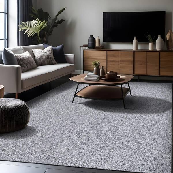 Beverly Rug Grey 9 ft. x 12 ft. Wooly Easy Jute Washable