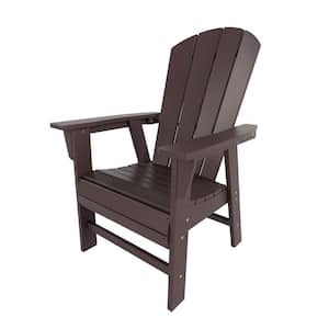 Laguna Outdoor Patio Fade Resistant HDPE Plastic Adirondack Style Dining Chair with Arms in Dark Brown