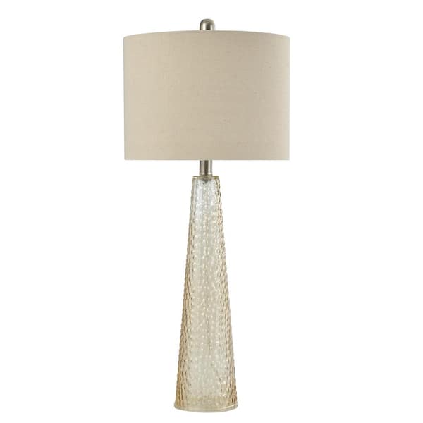 StyleCraft 28.5 in. Amber Mist Table Lamp with Cream Hardback Fabric Shade