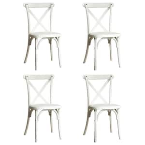 Lime White Outdoor Resin X-Back Chair Dining Chair, Retro Natural Mid Century Chair Modern Farmhouse Chair (4-Pack)