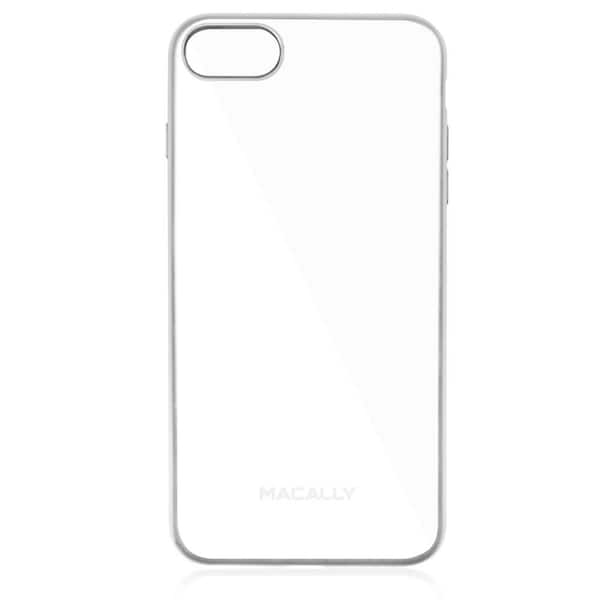 Macally Clear iPhone7 TPU Protective Case with Sliver Matte Trim