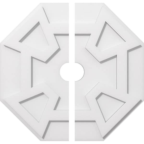 Ekena Millwork 1 in. P X 7-1/2 in. C X 22 in. OD X 3 in. ID Logan Architectural Grade PVC Contemporary Ceiling Medallion, Two Piece