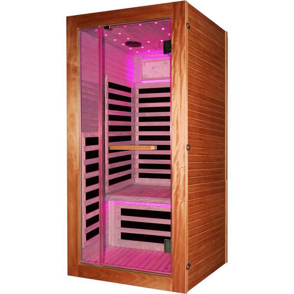 Spygo Moray 1-Person Indoor Okoume Wood Far-Infrared Sauna with 7