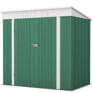 6 ft. W x 4 ft. D New Designed Outdoor Storage Brown Metal Shed with Sloping Roof and Lockable Door in Green(25 sq. ft.)