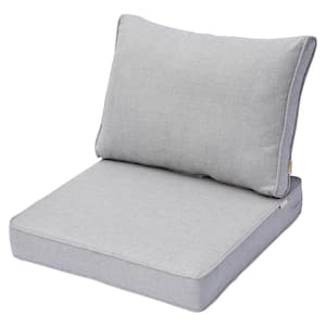 Roslyn 24 in. x 24 in. Olefin 2-Piece Deep Seating Outdoor Lounge Chair or Sofa Cushion Set in Light Gray