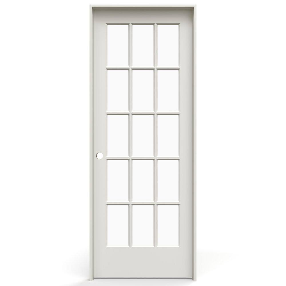 28 in. x 80 in. Right-Handed 15 Lite Clear Glass Primed Solid Core Wood Single Prehung Interior Door with Flat Jamb price history on PriceWatchPro