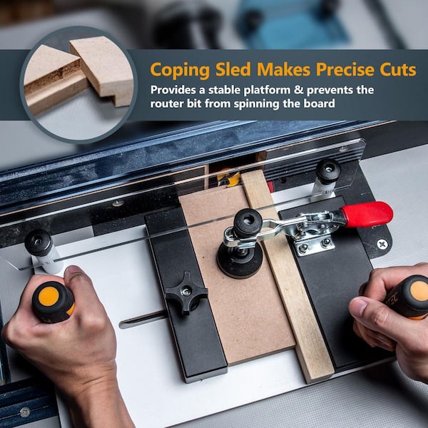 Rail Coping Sled with 45° Chamfer Router Bit, Precise Cutting Rail and 1/2 in. Shank Tungsten Carbide Router Bit