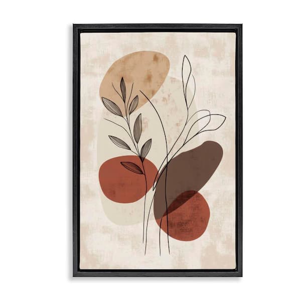 Stupell Industries Sprig Outlines Neutrals by LSR Design Studio Black Floater Frame Nature Graphic Art Print 31 in. x 21 in.