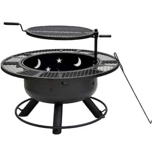 Nightstar 32.7 in. Fire Pit with Grill and Poker