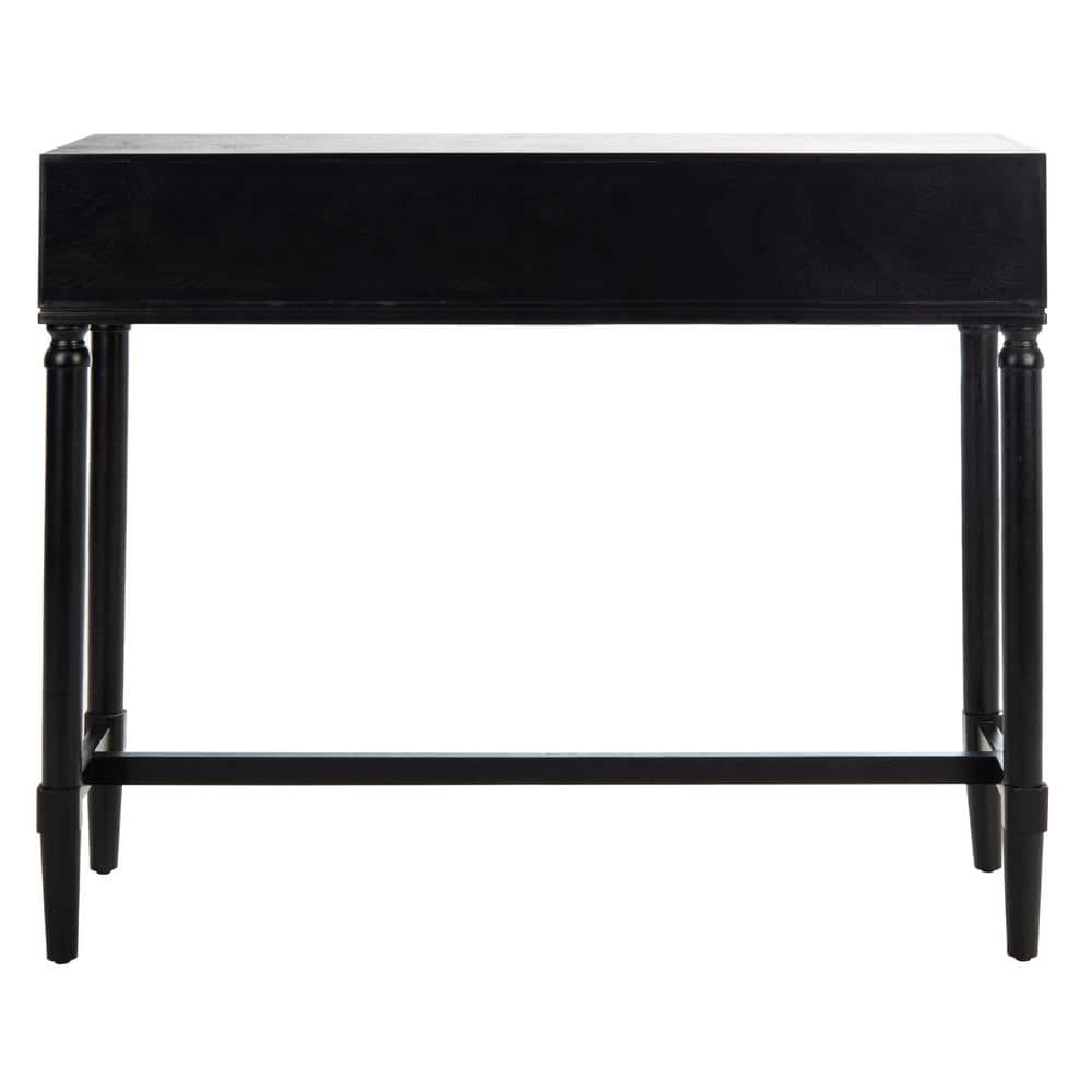 Aliyah Black Wood Console Table with Storage Drawers