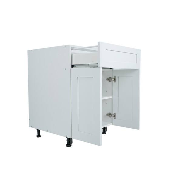Cambridge Everest 27 in. W x 24 in. D x 34.5 in. H Ready to Assemble Shaker Base Kitchen Cabinet in White