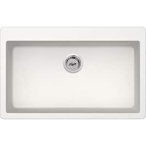 Drop-in Quartz Composite 33 in. 3-Hole Single Bowl Kitchen Sink in Alpine White