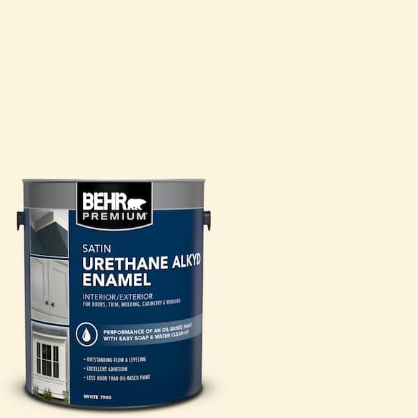 BEHR PREMIUM 1 gal. #P260-1 Glass of Milk Urethane Alkyd Satin Enamel Interior/Exterior Paint