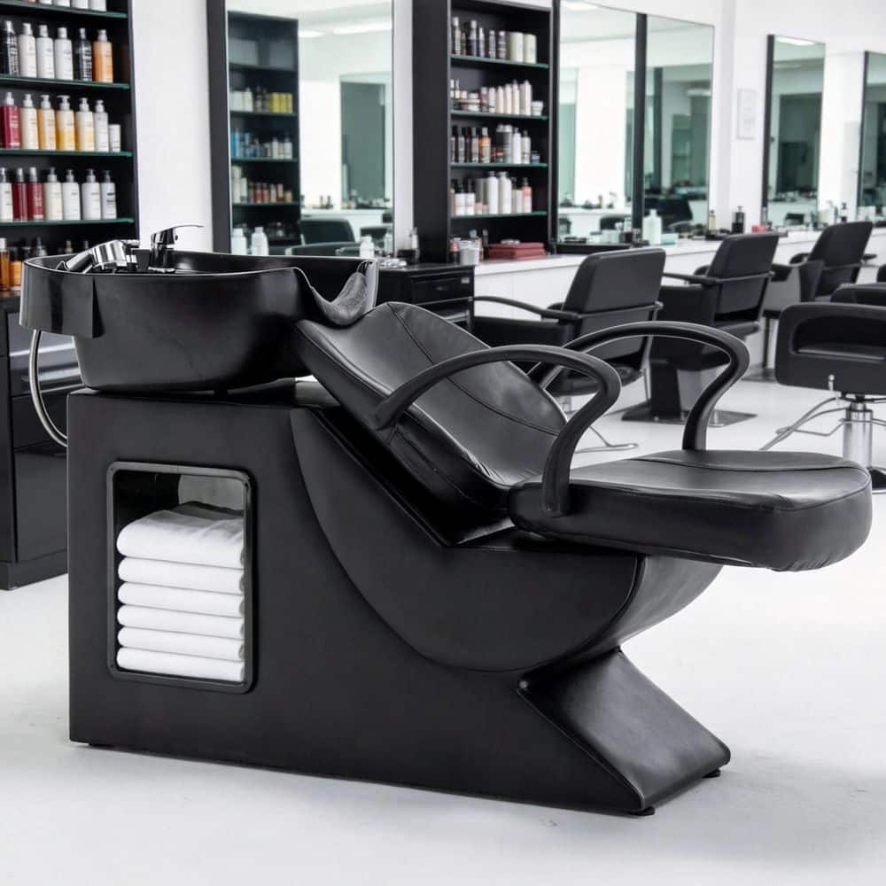 Seafuloy PU Leather Reclining Tilt Ergonomic Shampoo Bowl and