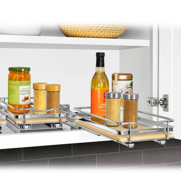 LYNK PROFESSIONAL 10-1/4 in. Wide Silver Chrome Slide Out Spice Rack Pull  Out Cabinet Organizer 430821DS - The Home Depot