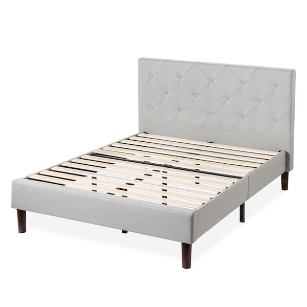 Zinus Shalini Light Grey Upholstered Queen Platform Bed Frame