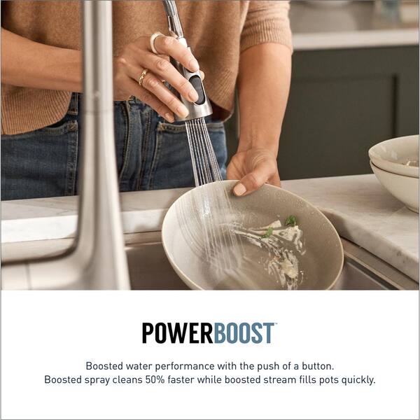 U by Moen Paterson Single-Handle Pull-Down Sprayer Smart Kitchen Faucet with Voice Control and PowerBoost in Matte Black