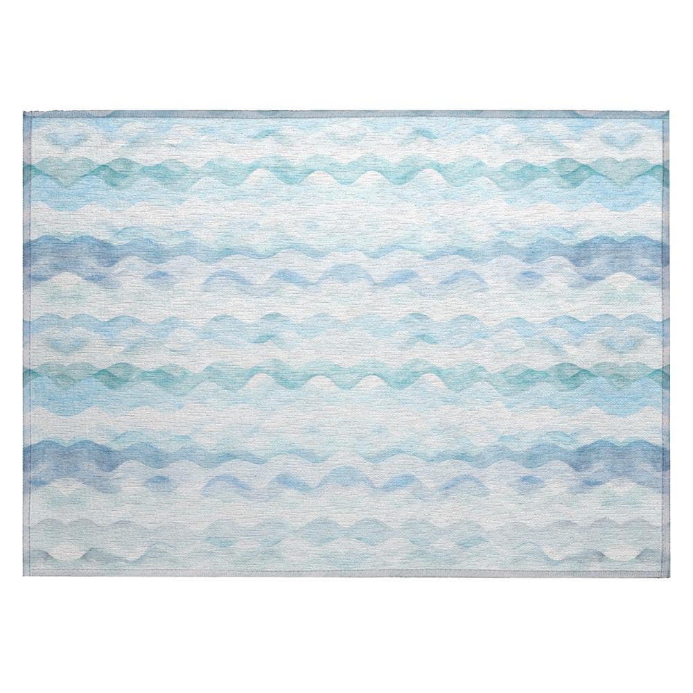 Surfside Blue 1 ft. 8 in. x 2 ft. 6 in. Geometric Indoor/Outdoor Area Rug