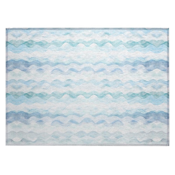Addison Rugs Surfside Blue 1 ft. 8 in. x 2 ft. 6 in. Geometric Indoor/Outdoor Area Rug