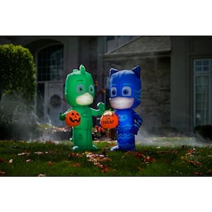 3.5 ft. Pre Lit Inflatable Catboy with Trick or Treat Pumpkin-PJ Masks Airblown