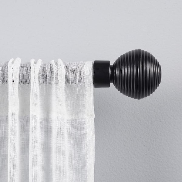 Modern Layer 36 in. - 72 in. Adjustable 1 in. Single Curtain Rod Kit in Matte Black with Finial