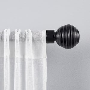 Modern Layer 66 in. - 120 in. Adjustable 1 in. Single Curtain Rod Kit in Matte Black with Finial