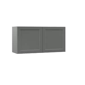Designer Series Melvern Storm Gray Shaker Assembled Wall Bridge Kitchen Cabinet (36 in. x 18 in. x 12 in.)