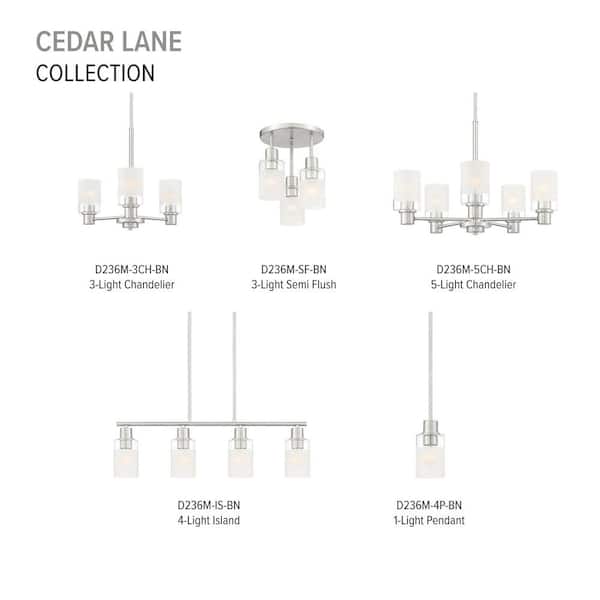 Designers Fountain Cedar Lane 11 in. 3-Light Brushed Nickel Modern