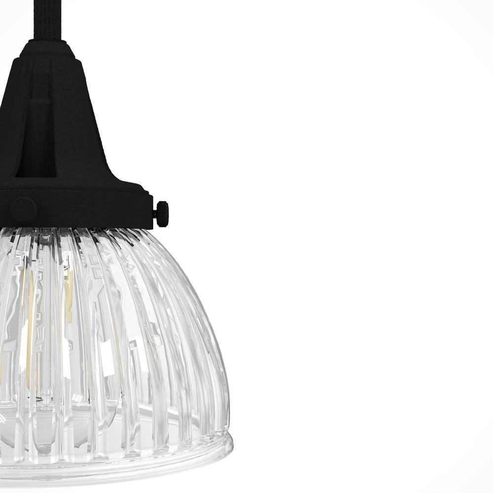 Hunter Cypress Grove Natural Black Iron Mini Pendant Light with Clear Glass Dome Shade