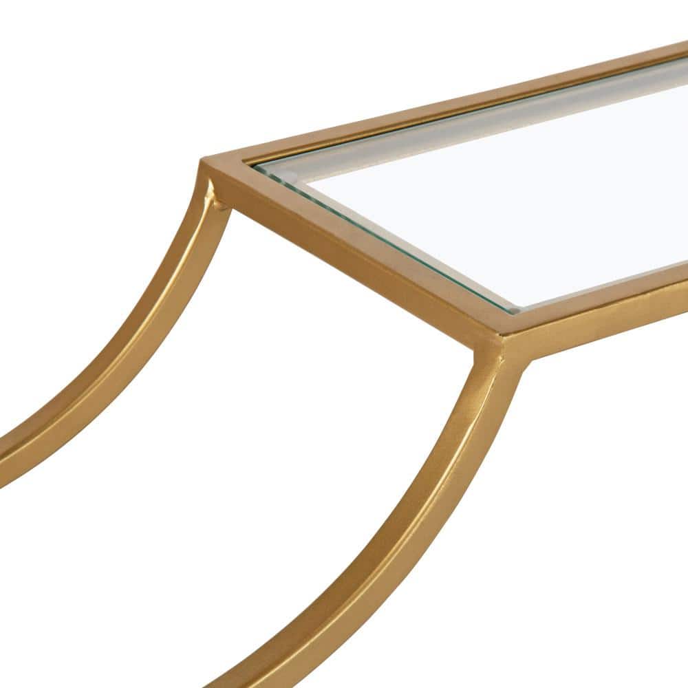 Gold Metal and Glass Floating Wall Shelf Set