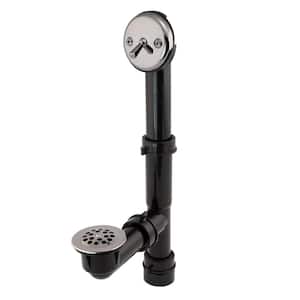 Trip Lever 1-1/2 in. Black Poly Pipe Bath Waste and Overflow Drain in Chrome