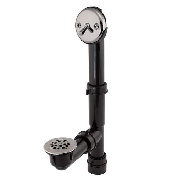 Everbilt Trip Lever 1-1/2 in. Black Poly Pipe Bath Waste and Overflow Drain in Chrome