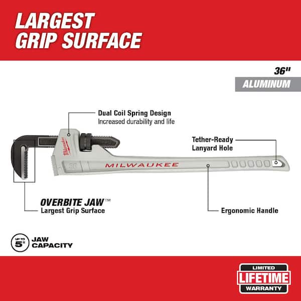 36 in. Aluminum Pipe Wrench and 24 in. Aluminum Pipe Wrench