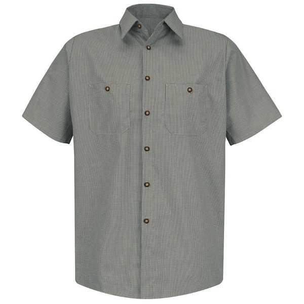 Red Kap Men's Size XL Hunter / Khaki Check Micro-Check Uniform Shirt ...